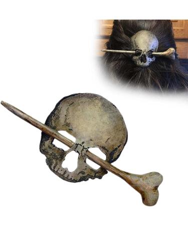 Skull Hair Pin Stick Slide with Faux Bone Halloween Hairpin Handmade Punk Skull Hair Pin Skull/Death Moth Hair Clip Sticks Hairpin Hair Fork Tortoise Shell Bun Cover Holder for Women Girls - Buy Online on SooperMarket.com