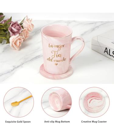 Maustic Best Aunt Gifts La Mejor Tia Del Mundo Coffee Mug Tia Gifts from Niece Nephew in Spanish Aunt Coffee Mug Aunt Christmas Mothers Day Birthday Gifts Regalo Para Tia 14 Oz with Gift Box Pink - Buy Online on SooperMarket.com