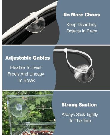 Jetop 50 Pack Suction Cup Aquarium Set & 100 Adjustable Zipper Cables - Perfect for Holding Airline Tubing Reptile Hammocks Decorations & Shrimp Nest Binding - Buy Online on SooperMarket.com