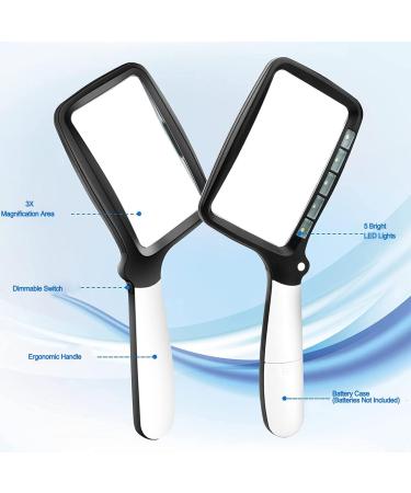Folding Handheld Magnifying Glass with Light - 3X Large Rectangle Reading Magnifier Rectangular Handhold Magnify Lens Gifts for Seniors Reading Books Prints Lighted Gift for Low Visions(Black) - Buy Online on SooperMarket.com