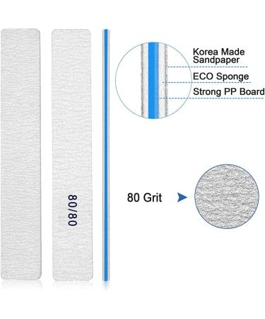 12pcs 80/80 Grit Jumbo Nail Files for Acrylic Nails - Professional Square Emery Boards for Manicure & Nail Techs - Buy Online on SooperMarket.com