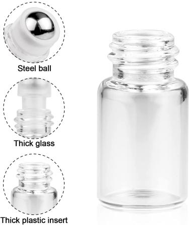 25 Pcs Clear Glass Mini Roll On Bottles - Empty 2ml Roller Ball Bottles for Essential Oils, Perfume, Lip Balm - Cosmetic Sample Vials with Black Cap - Buy Online on SooperMarket.com