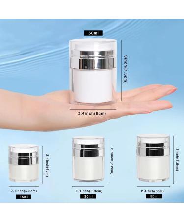 2 Pack 1.7 Oz Airless Pump Jars Vacuum Cosmetic Travel Containers | Refillable Empty Acrylic Make Up Sample Containers | White 50ml (1.7 oz / 50ml) - Buy Online on SooperMarket.com