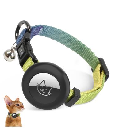 Air tag Cat Collar, Cat Collar with Bell and Sturdy Buckle for Small Pets, Adjustable Kitten Collar with Airtag Holder Compatible with Apple Airtag for Cats, Kittens, Puppies Yellow