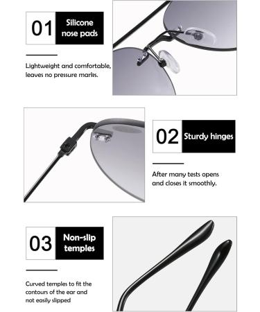 Koosufa Frameless Bifocal Reading Sunglasses for Men & Women - Anti-Blue Light UV Protection Outdoor Reading Aid (1.0 - 4.0 2 Colors) - Buy Online on SooperMarket.com