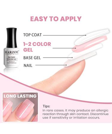 RARJSM Translucent Sheer Pink Gel Nail Polish - Soak Off Clear Pink French Manicure Jelly Nail Varnish - 1pcs 15ml for Salon or DIY Nail Art - Buy Online on SooperMarket.com