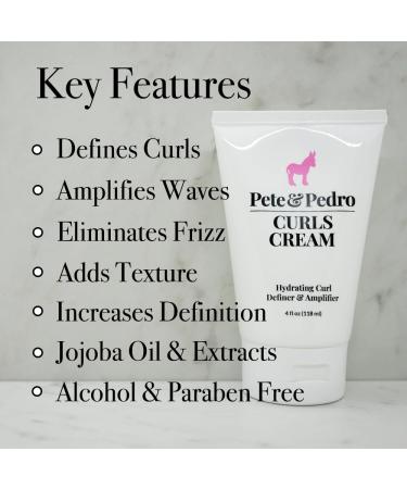 Pete & Pedro CURLS CREAM - Hydrating Definer for Curls & Waves | Volume Shine & Frizz Control | Shark Tank Featured 4 oz - International Shipping Available - Buy Online on SooperMarket.com