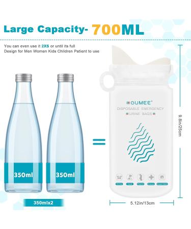 OUMEE 700ML Emergency Disposable Urinal Bags - 20 Pack | Camping, Travel, Traffic Jam Portable Toilet Bags - Unisex Urine & Vomit Bag for Men, Women, Kids - White - Buy Online on SooperMarket.com