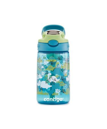 Contigo Kids Water Bottle  14 oz with Autospout Technology   Spill Proof  Easy-Clean Lid Design   Ages 3 Plus  Top Rack Dishwasher Safe   Dinos
