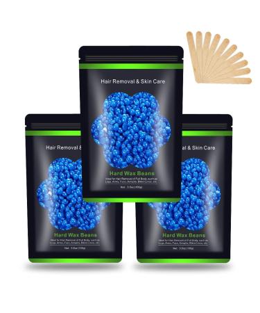 Wax Beads for Hair Removal, Auperwel Hard Wax Beans for Brazilian, Face, Bikini, Eyebrow, Legs, At Home Painless Waxing Beads 10.5oz for Women Men 3 packs 3 Chamomile