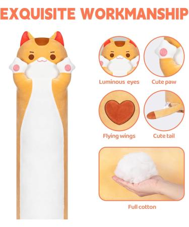 Mewaii Orange 110cm Plush Pillow | Soft Kitten Stuffed Animal Toy - Perfect Gift for Ages 3+ - Buy Online on SooperMarket.com