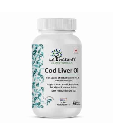 YANG Cod Liver Oil 60 Softgels - 300mg High in Vitamin A & D - Supports Brain Joints Eyes and Immunity Support for Men and Women