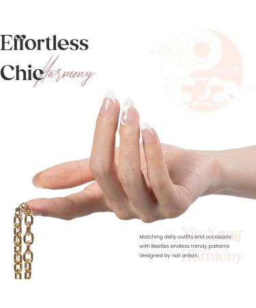 Beetles Press On Short French False Nails - 30PCS White & Nude Full Cover Nails with Glue & Adhesive Tabs - Mini File Included - for Women & Girls - Buy Online on SooperMarket.com