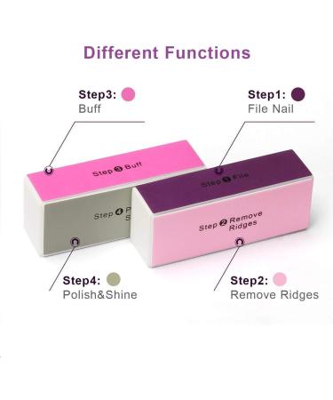Ahier Professional Nail Files and Buffer Kit - 10 PCS, Rectangular Art Care Buffer Blocks & Double-sided Nail File Blocks for Salon Nail Art - Ten Colors - Buy Online on SooperMarket.com