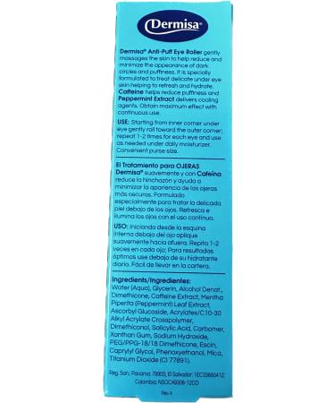 Dermisa Eye Roller for Puffy Eyes - Anti-Puff Dark Circle Serum with Caffeine & Peppermint - Paraben Fragrance Dye Oil Free - Made in USA - Pack of 3 0.5 Fl Oz - Buy Online on SooperMarket.com