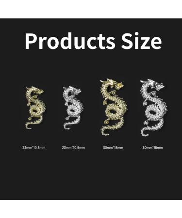 RUNRAYAY 40Pcs Gold & Silver Dragon Nail Art Studs for 3D Nail Charms Dragon Nail Decoration for Women Girl DIY Nail Art Decor - Buy Online on SooperMarket.com