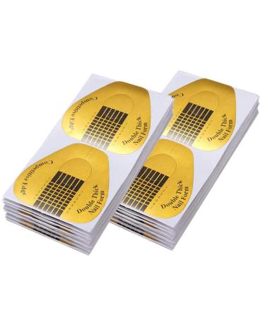 200Pcs Long Nail Forms for Acrylic Nails, Thick Nail Art Tips Extension Forms, Durable Acrylic Nail Paper Forms for Gel Nail, Nail Former Stickers with Numbers Marked