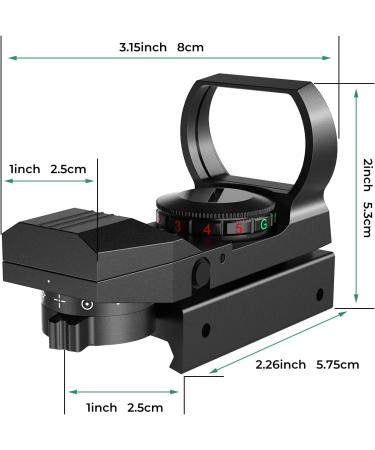 Ohuhu Red Green Dot Reflex Sight with 4 Reticle Patterns | 20mm Rail Mount | Black - Buy Online on SooperMarket.com