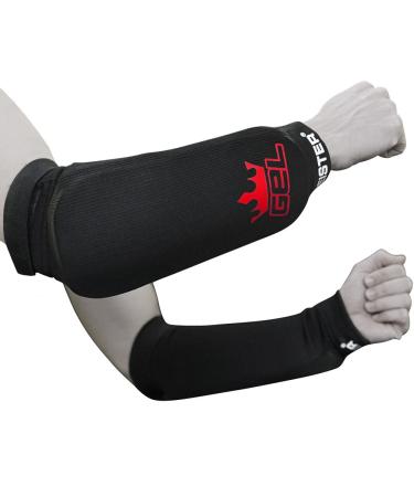 Meister MMA Elastic Cloth Forearm Guards w/Integrated Gel Padding (Pair) Black Youth / X-Small