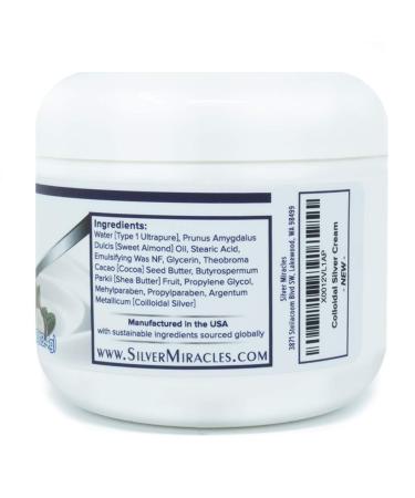 Silver Miracles Colloidal Silver Cream 4oz | Skin Healing, Moisturizing, Handmade in USA | 99.999% Pure Silver | Scent & Dye Free - Buy Online on SooperMarket.com