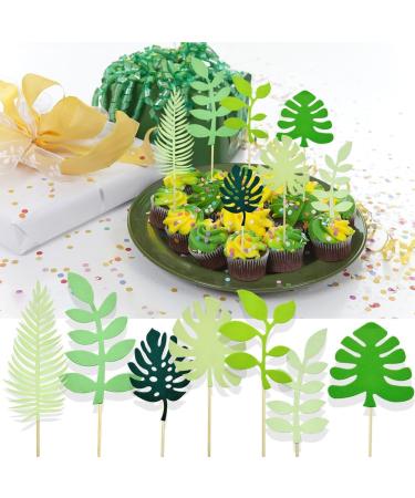 14 PCS Tropical Leaves Cake Topper Personalised Artificial Palm Leaves Glittery Tropical Jungle Cake Topper Tropical Party Jungle Hawii Summer Theme Birthday Party Supplies Cake Decorations - Buy Online on SooperMarket.com