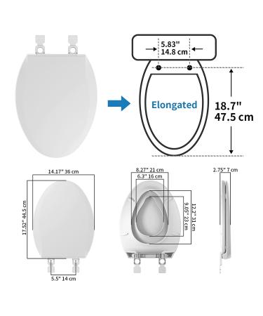 Hibbent Elongated Toilet Seat with Built-in Potty Training Seat | White Slow Close Lid for Kids & Adults - Buy Online on SooperMarket.com