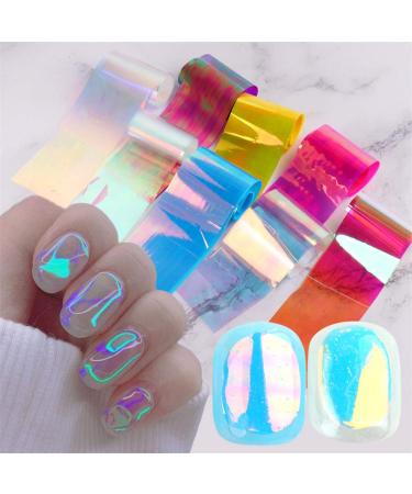 Dornail Aurora Nail Foil Stickers Broken Glass Paper Nail Decals Nail Wraps for Nail Art Decorations Supplies