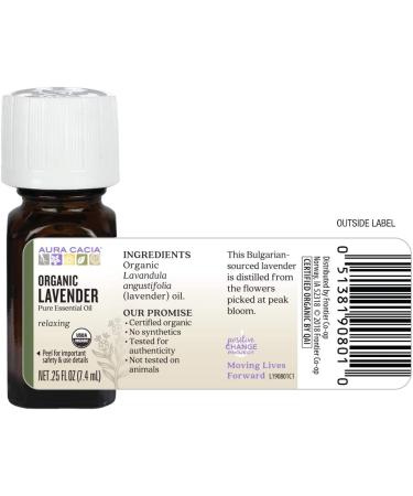 Buy Aura Cacia Organic Lavender Essential Oil - Pure 0.25 fl oz (7.4 ml) for Relaxation - Buy Online on SooperMarket.com