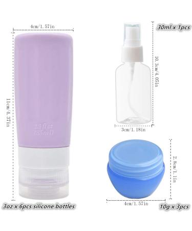 10-Pack Travel Bottles Set - 3oz Leakproof Silicone Containers | TSA Approved Toiletry Bottles for Shampoo, Lotion, Soap - Multicolor - Buy Online on SooperMarket.com