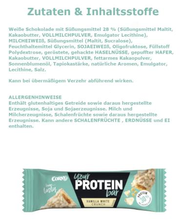 Buy Corny Protein Crunchy Vanilla & White Chocolate Bars | 30% Protein No Added Sugar | Bulk Pack of 12x45g - International Shipping Available - Buy Online on SooperMarket.com