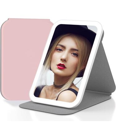 EFAILY Lighted Makeup Mirror - 3 Colors, Dimmable Touch Screen, USB Rechargeable - Pink - Buy Online on SooperMarket.com