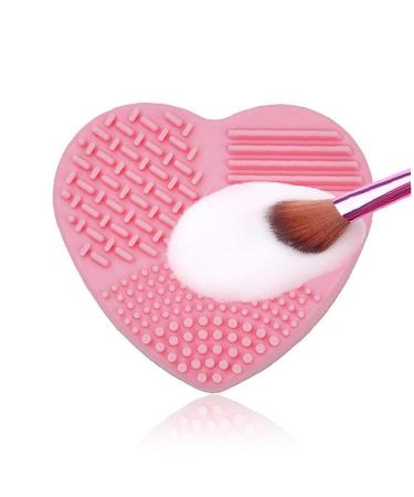 Heart Shape Color Removal Sponge & Makeup Brush Cleaning Box Pink Scrubber Mat for Eye Shadow & Makeup Brushes - Buy Online on SooperMarket.com