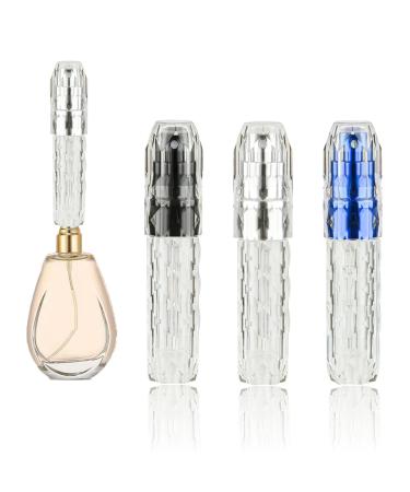 5ml Perfume Atomisers Refillable Perfume Travel Bottle Travel Perfume Atomiser Refillable for Women and Men Mini Perfume Refill Bottle for Travel Business Trip Outdoor Activities-Black/Silver/Blue