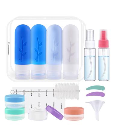 Travel bottles silicone vexillic 16 pieces of travel bottles for filling 90ml travel Bottles BPA-Free Spout.