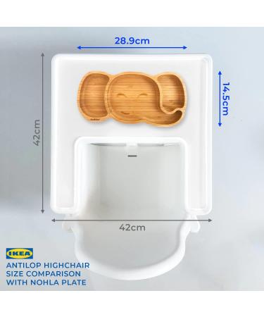 Nohla - Ezra The Elephant Bamboo Baby Weaning Plate | Spill-Proof Suction Base | 6+ Months | 100% Bamboo & FDA Silicone | BPA-Free | Grey - Buy Online on SooperMarket.com