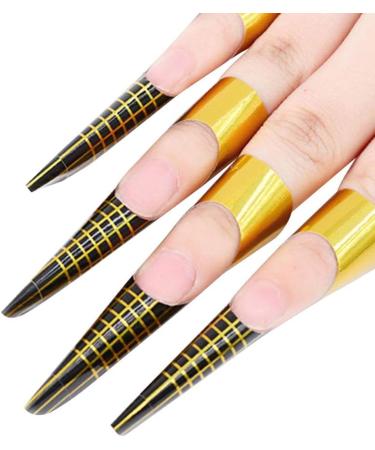 600 Piece Nail Templates - Self-Adhesive Gel Nail Stencils & Golden Manicure Accessories for DIY Fingernail Art - Buy Online on SooperMarket.com