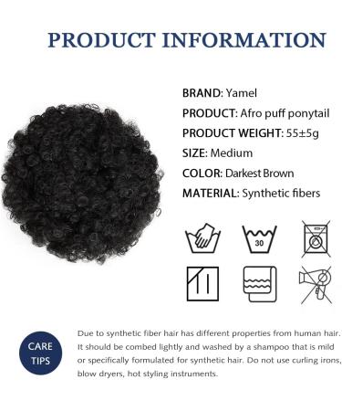 YAMEL Darkest Brown Afro Puff Drawstring Ponytail Extension - Medium Bun Updo Hair Piece for Black Women (Pack of 1) - Buy Online on SooperMarket.com