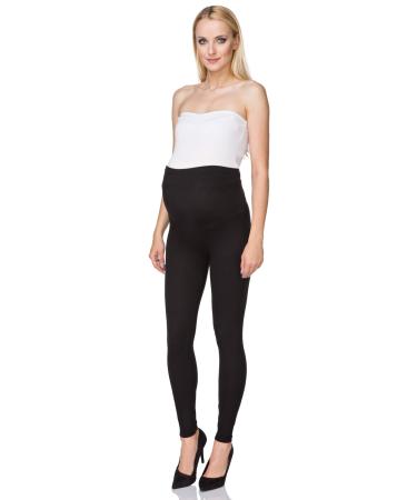 SOFTSAIL Maternity Leggings Pregnancy Pants Cotton Trousers with Belly Support Over Bump High Waisted Stretchy Soft Women Maternity Clothes Pregnancy Wear 8 Black