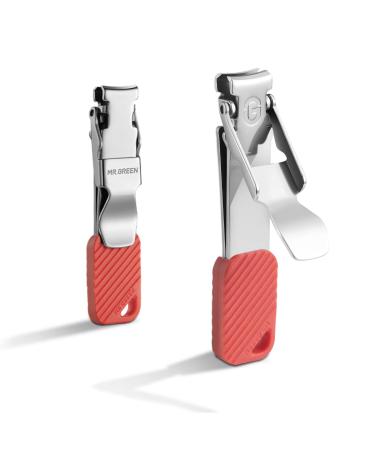 MR.GREEN Compact Nail Clippers Foldable Nail Cutters Manicure Tools Portable Fingernail Clipper with Key Chain Nail Scissors (Red)