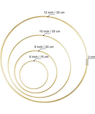 8 Pack Large Metal Floral Hoop Wreath Macrame Rings - Gold (6, 8, 10, 12) for Wedding Decor & DIY Crafts - Buy Online on SooperMarket.com