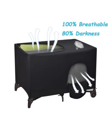 Stretchy Blackout Crib Tent Cover for Pack N Play - Breathable Baby Netting for Portable Playard (Black) - Buy Online on SooperMarket.com