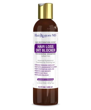 Hair LOSS DHT BLOCKER SHAMPOO "Lavender & Geranium" Biotin Hair Growth Thickening Caffeine Shampoo Hair Loss Thinning and Fine Hair Regrowth Thickening Products for Men & Women Sulfate Free