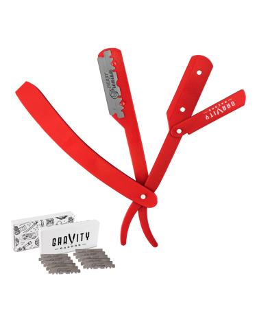 Professional Straight Razor - Minimal Exposure Straight Razor Kit with 10 Gravity Premium Blades .5mm Exposed (Old Testament)
