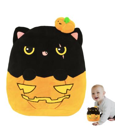 Pumpkin Cat Stuffed Animal Plush Pillow Halloween Pillows for Boys Girls Soft Hugging Pillow Cute Pumpkin Cat Plush Toy for Kids Birthday Halloween Party Favor Gift Sofa Bedroom Kids Room Decorations