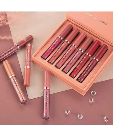 6 Colors Matte Lipstick Set for Women | Long-Lasting & Waterproof Lip Gloss | Non-Stick Cup | Lip Makeup Gift Set - Color A - Buy Online on SooperMarket.com