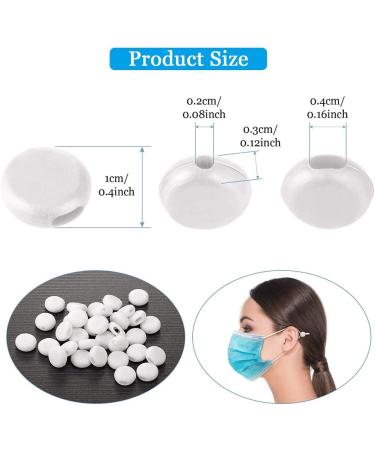 100 Pcs White Silicone Cord Locks for Masks - Adjustable Elastic Stopper for Drawstrings - Non-Slip Buckle for Adults and Kids - Buy Online on SooperMarket.com