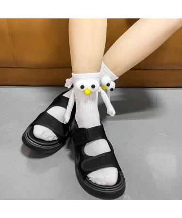Novelty Magnetic Suction Couple Socks | 3D Funny Holding Hands Design | Cotton Breathable | 1 Pair White - Buy Online on SooperMarket.com