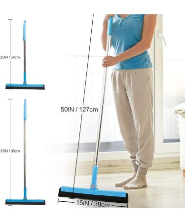 Adjustable Professional Floor Squeegee with 50 Handle - Ideal for Garage, Tile, Shower, and Hair - Foam Water Wiper - Buy Online on SooperMarket.com