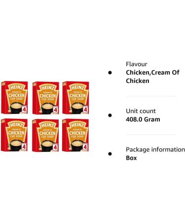 Heinz Cream of Chicken Cup Soup 6 x 68g - 24 Sachets | Delicious Instant Soup Mix - Buy Online on SooperMarket.com