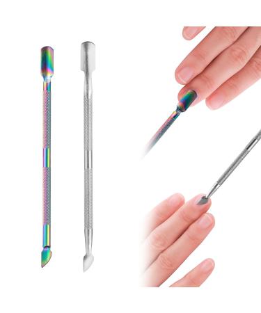 Sibba 2 Pcs Stainless Steel Cuticle Pusher Tool Nail Polish Nail Art Remover Tools Nail Scraper For Professional Uv Gel Nail Cuticle Cleaner Fingernails and Toenails Polish Pedicure Cuticle Trimmer